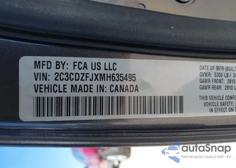 2021 Dodge Challenger R/T Scat Pack Widebody из США, поврежденный, VIN 2C3CDZFJXMH635495